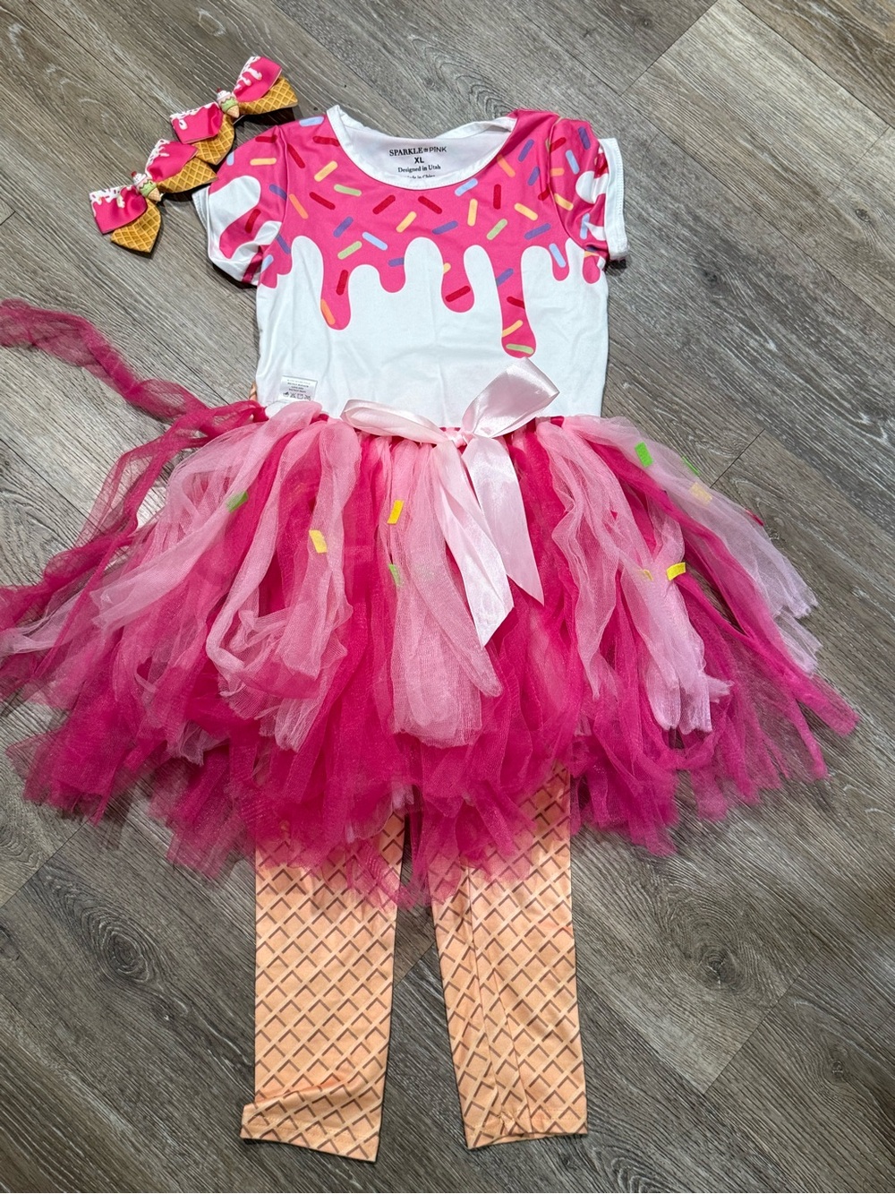 Girls' Hot Pink Ice Cream cone Tutu Costume